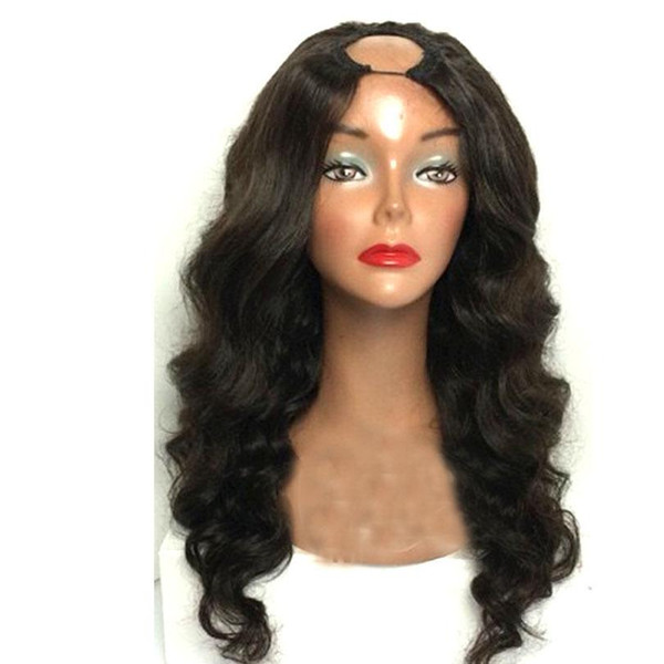 u Part Brazilian Wavy Wigs For Black Women Glueless Virgin Brazilian Real Remy Body Wave Human Hair U Part Wig