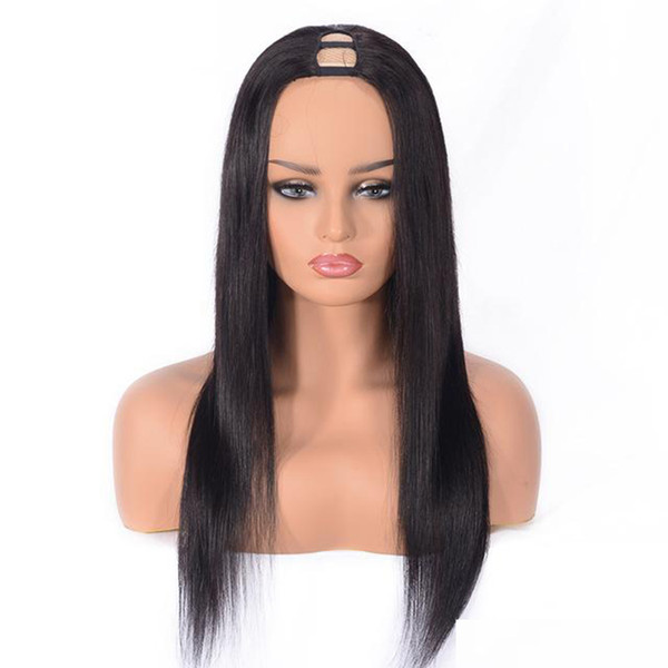 Human Hair Upart Wig Middle Part Striaght With Baby Hair Preplucked Peruvian Remy Human Hair U Part Wigs For Black Women 130 Density