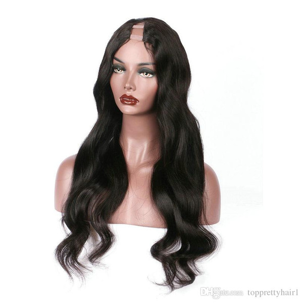 Human Hair Brazilian u Part Wig Gueless For Black Women Virgin Brazilian Body Wave U Part Wig Vigin Hair Upart Wigs Baby Hair