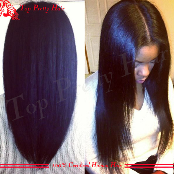 Yaki Straight U Part Human Wigs Virgin Hair Peruvian Upart Wigs Glueless Straight U Part Wig Yaki For Black Women