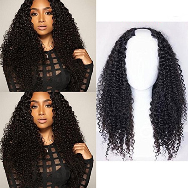 Kinky Curly u Part Wig Virgin Hair Brazilian Glueless u Part Kinky Curly Wigs For Black Women Pre Plucked Human Hair Upart Wigs