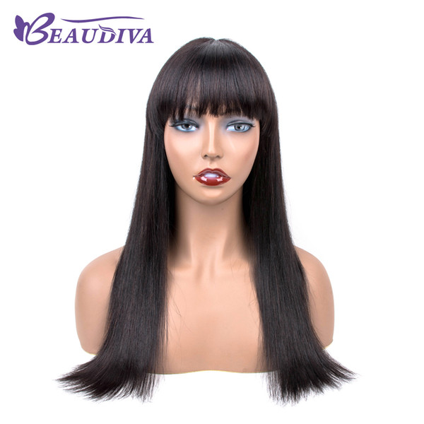 Beaudiva Hair Silky Straight Brazilian Virgin Human Hair Full Lace Wig Pre Plucked With Baby Hair 130% Density Lace Front Wig Bleached Knots