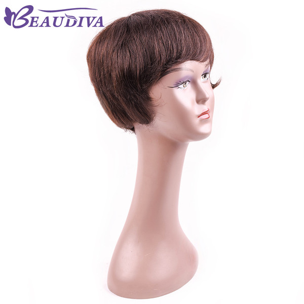 Beaudiva Straight Short Human Hair Wigs For Black Women Brazilian Pixie Human Hair Wigs with Bangs Good Qualiy