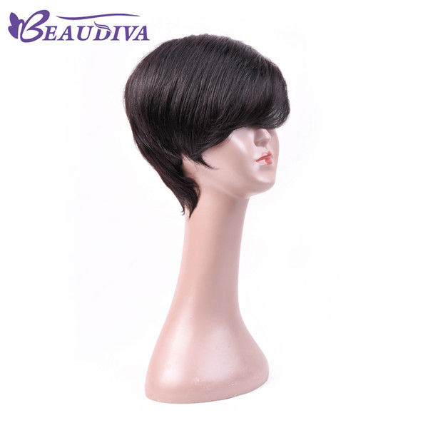 Beaudiva New Arrival Rihanna Hairstyle Human Hair Wig Straight Short Pixie Cut Wigs For Black Women Bob Hair Wigs Natural Color