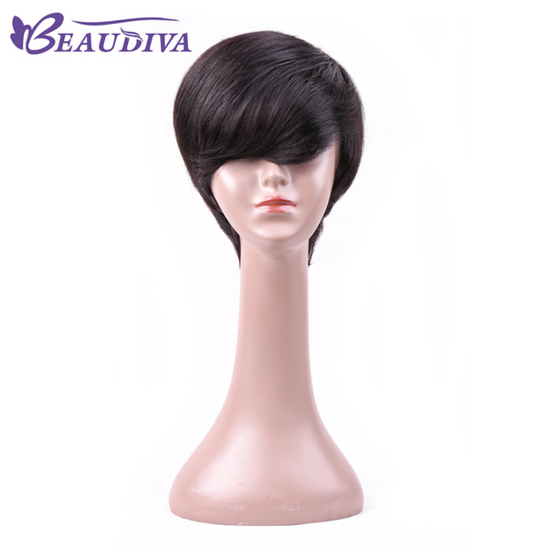 Beaudiva Short bob human hair wigs with bangs 6 inch Brazilian wigs for black women pixie short cut human hair Wigs