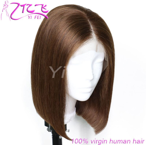 #4 Short Bob Wigs 150% Density Straight Brazilian Hair Lace Front Wigs For Black Women Full Lace Wigs With Baby Hair