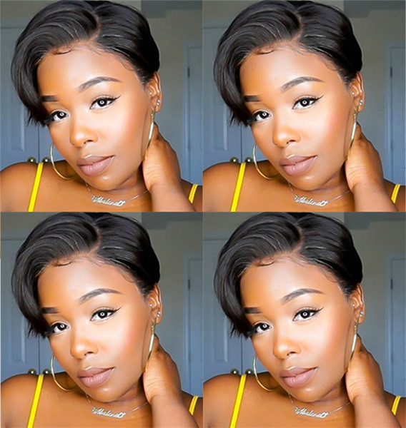 Brazilian Virgin Hair Short Bob Cut Glueless Lace Human Hair Wigs For Black Women Natural Hairline