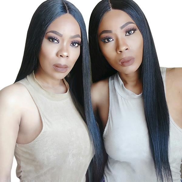 Silky Straight Brazilian Virgin Full Lace Human Hair Wigs 130% 150% 180% Density With Baby Hair Lace Front wigs For Black women