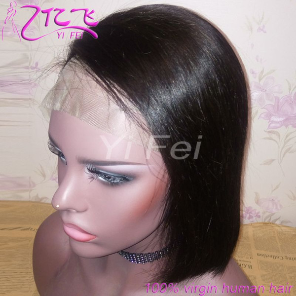 YiFei Hair Short Lace Front Human Hair Wigs Brazilian150% Remy Hair Bob Wig with Pre Plucked Hairline Bleached Knots 