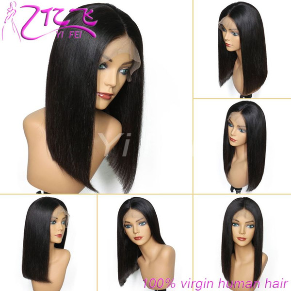 Short Bob Wigs 150% Density Human Hair Straight Brazilian Hair Lace Front Wigs For Black Women Full Lace Bob Wigs With Baby Hair