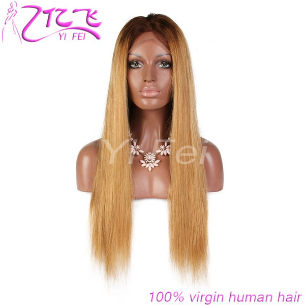 #4B 27 Straight Lace Front Human Wigs 130% Density Brazilian Hair Full Lace Wigs Pre-Plucked Hairline With Baby Hair Glueless Wigs