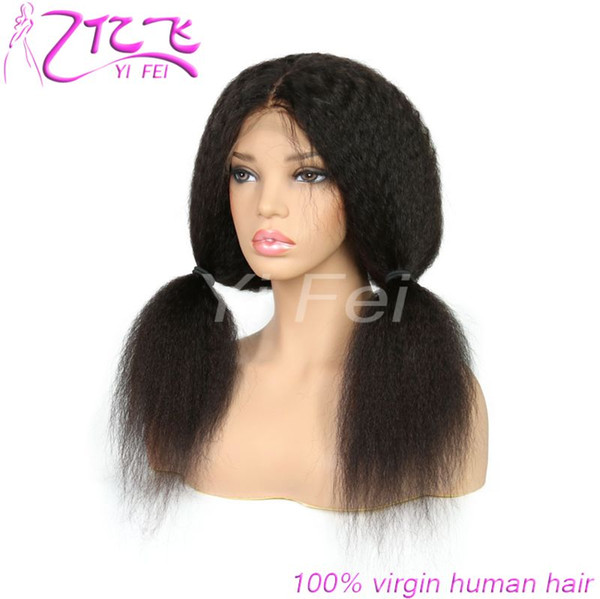 Lace Front Human Hair Wigs For Black Women Kinky Straight Brazilian Remy Hair Full Lace Wigs With Baby Hair Bleached Knots