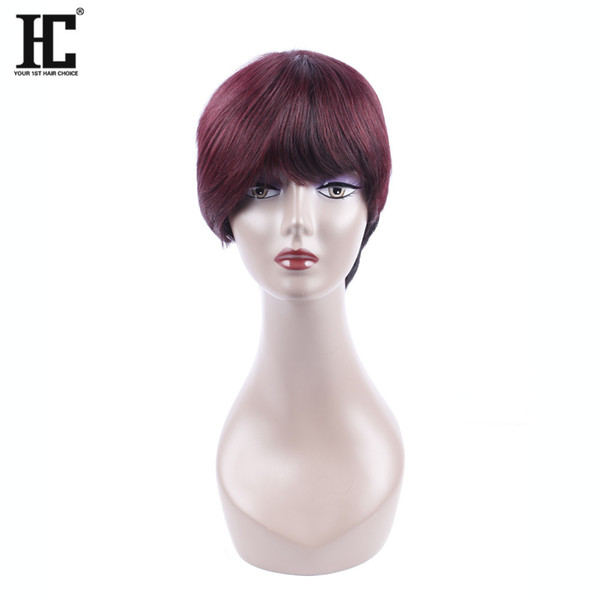 HC Hair Bob 1B 99J Burgundy Ombre Human Hair Wig Short Bob Wine Red Wig Straight 10 inch Human Bob Hair For Women