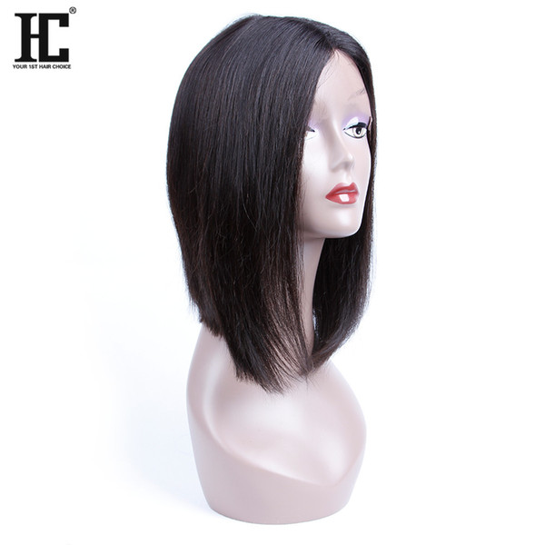 HC Peruvian Human Hair Glueless Lace Front Human Hair Wigs Silky Straight Natural Color Peruvian Non Remy With Baby Hair For Black Women