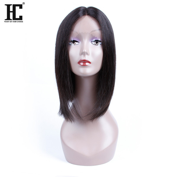 HC Human Bob Hair Middle Part Wigs Brazilian Virgin Hair Lace front Wigs Straight 12 inch Lace Human Hair Wigs For Black Women