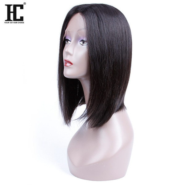 HC Hair Non-Remy Lace Front Wigs Natural Color Peruvian Human Hair Products Silky Straight Hair 12inch For Black Women