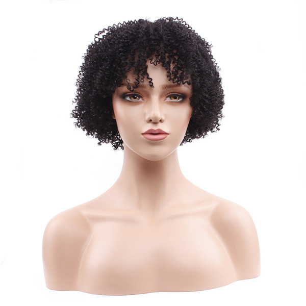 Short Curly Human Hair Wigs For Black Women Brazilian Virgin Hair Natural Color 130% Density Short Wig for Black Women