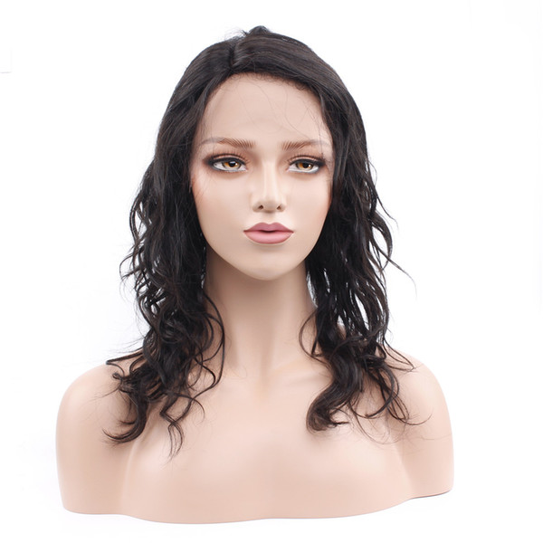 Short Wavy Human Hair Wigs Peruvian 130% Density Natural Color Pre Plucked Human Hair Wigs With baby Hair