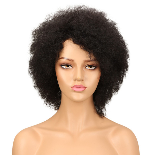 Whloesale Cheap Virgin Brazilian hair Natural Afro Kinky Curly for Black Women Glueless Human Hair Capless Wigs with Baby Hair