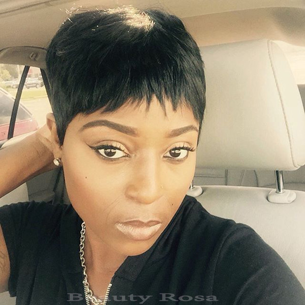 Wigs for black women Pixie cut short human hair wigs for black women bob full lace front wigs with baby hair for Africans