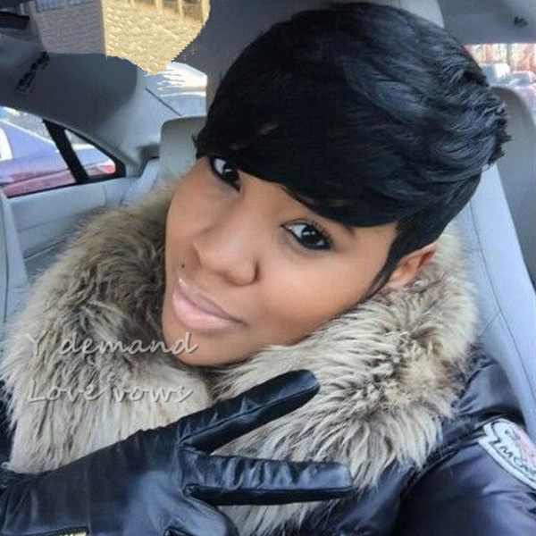 New Top quality Pixie Cut short glueless Full Wig human hair wigs for african americans Best brazilian hair wigs