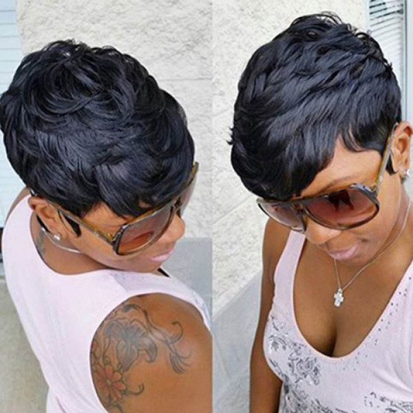 Short cut None lace human bob wigs best human brazilian China wig with Hair glueless wigs with bangs for black women