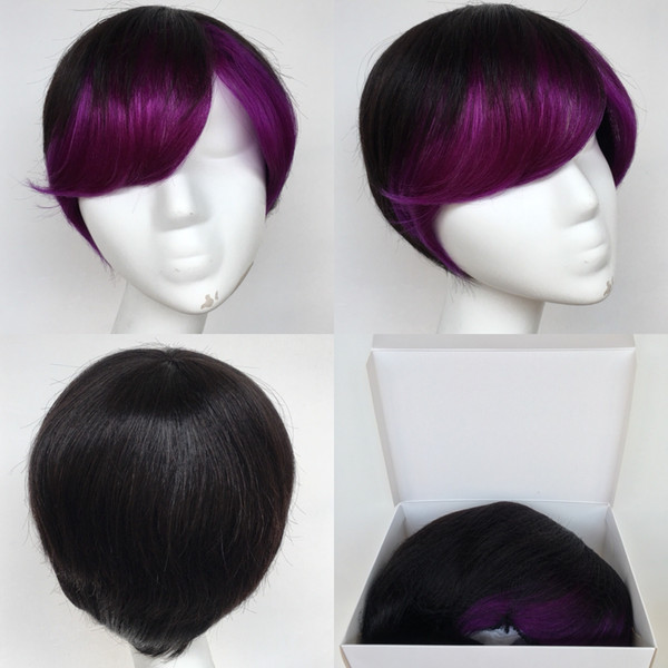 Wigs For Black Women Pixie Cut Short Human Hair Wigs For Black Women Bob Full Wigs With Mix Colors For Africans