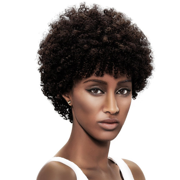 Short Human Hair Black Wigs Curly Virgin Peruvian Chinese Hair Full Wig Kinky Curly Wig Unprocess Hair None Lace Wig