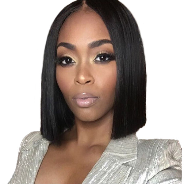 Malaysian Human Hair Lace Frontal Wigs straight human hair bob wig 8-14inch lace frontal wigs for black woman