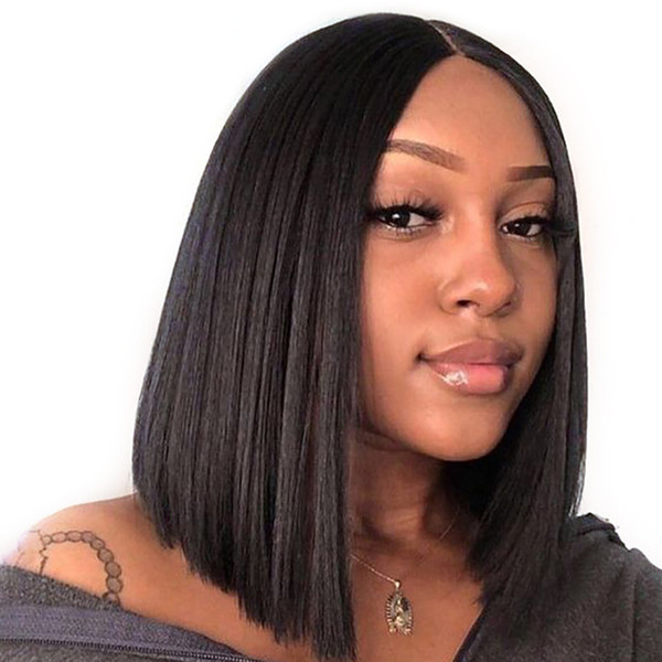 Human hair lace frontal wigs with baby hair natural hairline Straight Short Bob Wig For Black Women non remy straight virgin hair