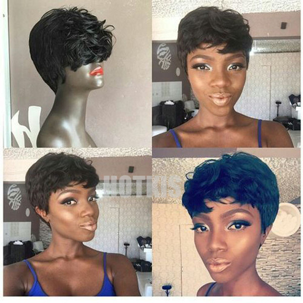 HOTKIS Pixie Cut Wigs Short Human Hair Wigs Short Black Wig Short Human Hair Wigs For Black Women