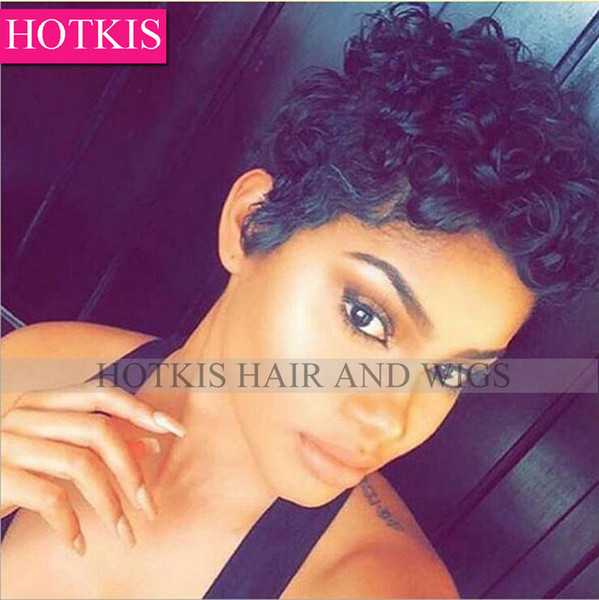 HOTKIS Short Human Hair Wigs Short Curly Wig For Black Women Brazlian Curly Wig Human Hair