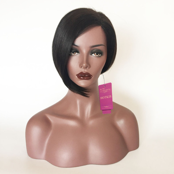 HOTKIS Human Hair Wigs Human Hair Short Wigs Short Bob Wig With Bangs Short Bob Wigs For Black Women