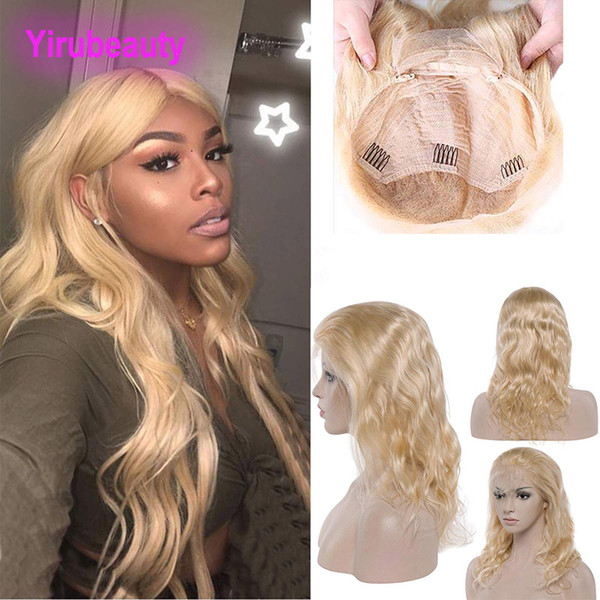 Indian Virgin Hair Lace Front Wig 8-28inch 613# Color Body Wave Lace Front Wigs Blonde Human Hair Lace Wig Wholesale