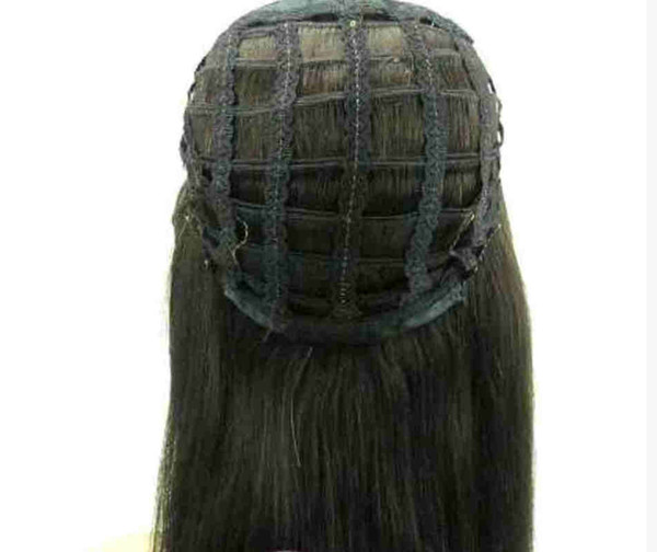 Human Hair Half head Wigs falls 3/4 wig straight Virgin remy Human Hair Non Lace Wigs for african american 4 colors