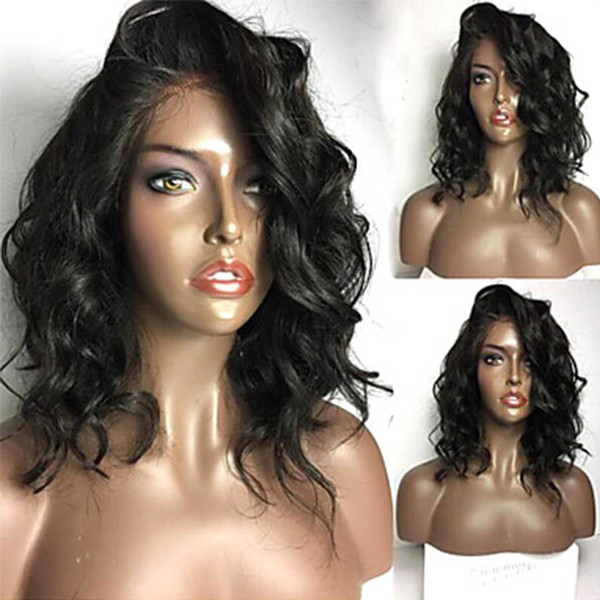 Remy Human Hair Full Lace Wig Brazilian Hair Wavy 130% Density 100% Hand Tied African American Wig Natural Hairline Short Medium Long