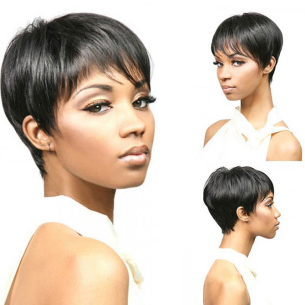 Brazilian Short Human Pixie Lace Front Hair Wigs Straight Brazilian Lace Front Wig For Women Non Lace Human Hair Machine Made Wigs