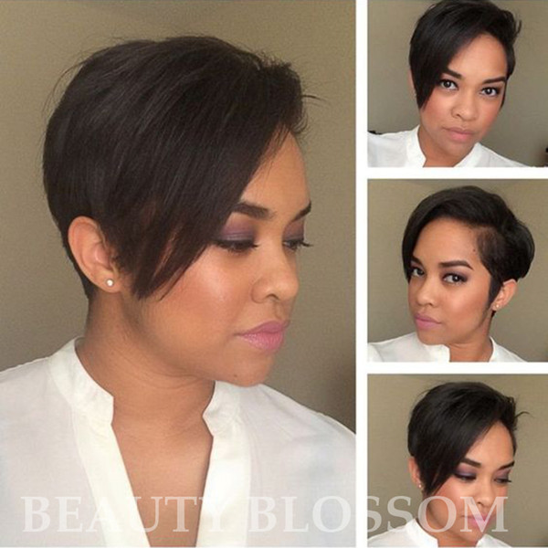 Short Bob Human Hair Side part little Lace Front Wig Brazilian Virgin Glueless Silky Straight Machine made Wigs with Baby Hair for women