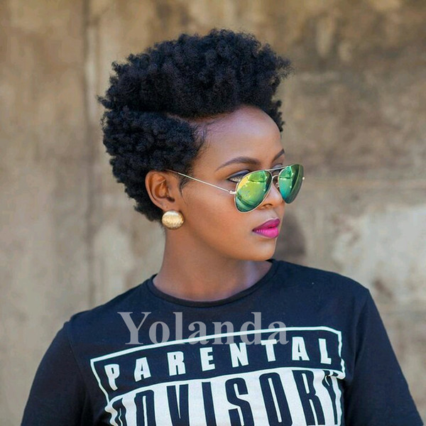 New Coming Rihanna Style Short Afro Pixes Natural Wigs, Glueless None Lace Full Head Human Hair Brazilian Hair Wigs for Women