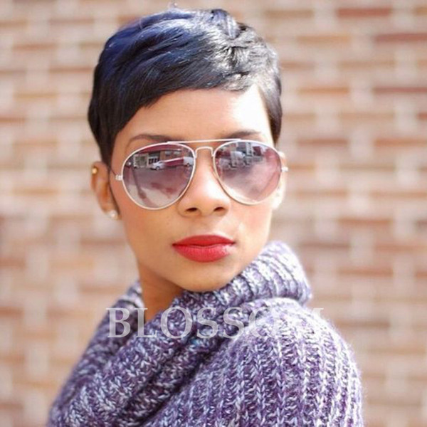 Short Human Hair Wig For Black Women Full Lace Wigs/Lace Front Wig Brazilian Virgin Cut Hair None Lace Short Wigs With Bangs