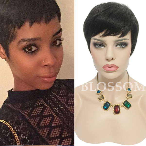 Chic Brazilian Short Straight Human Cut Hair Wigs Pixie Natural Human Short Hair Wigs for Black Women Glueless Full Lace Wigs