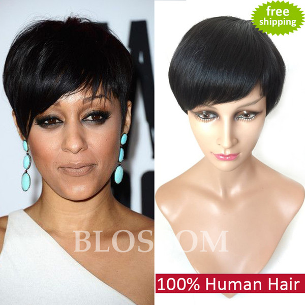 High Quality Machine Made Short Human Cut Hair Wig For Black Women None Glueless Full Lace Human Brazilian Best Hair Wig