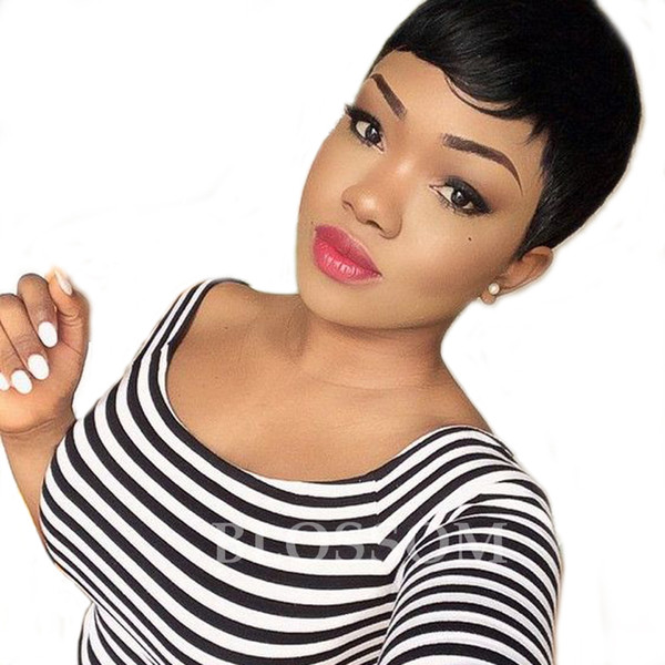 Unprocessed Human wig Hair Lace Front Wigs glueless Black Women Short Pixie Cut Wigs Soft Bob Human None Lace Brazilian hair wig