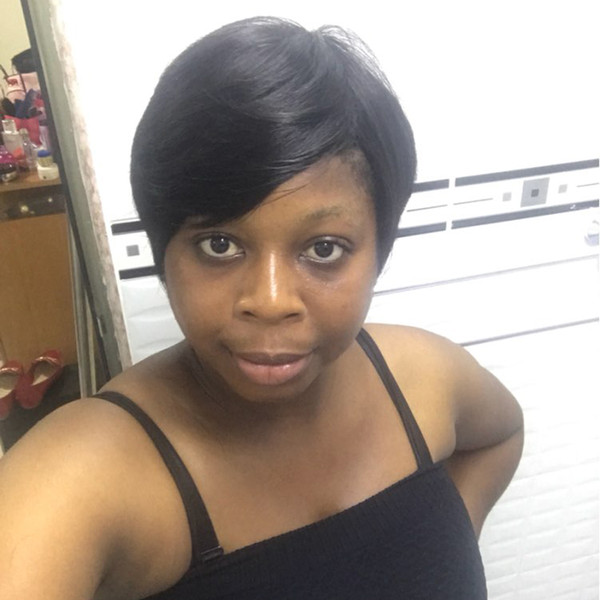 Brazilian human pixie hair short cut None lace bob wigs front lace wig glueless full lace wigs with Baby hair for black women