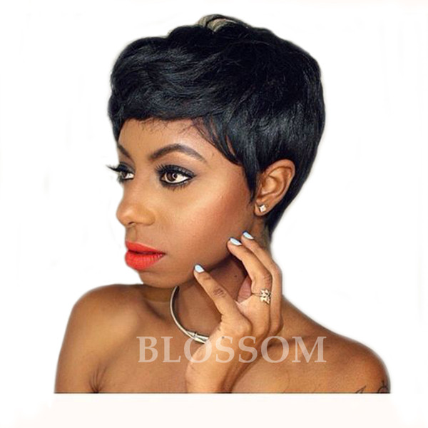 unprocessed Cheap Very Short Human Straight Hair wigs PixieCut Brazilian Hair Glueless Full Lace Human Wigs Hair for Black Women