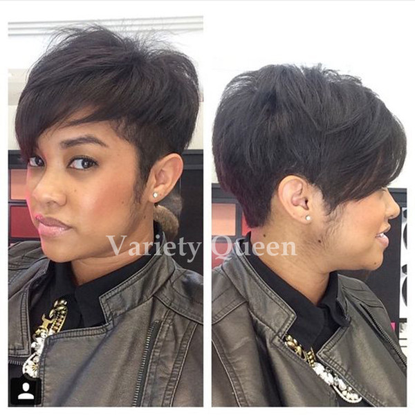 Cheap Short Human Natural Brazilian Hair Glueless Wig For Black Women Celebrity Human Real Hair Short Cut Wigs Hot Sale