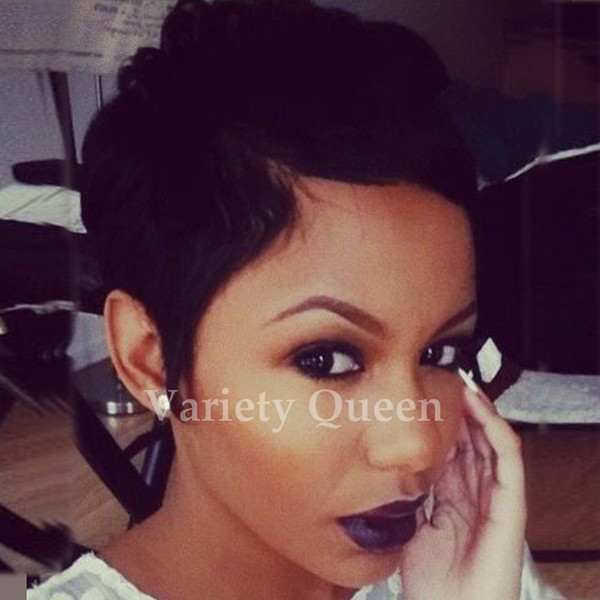 Fashion Short Wigs Human Hair Pixie Cut Short Wigs Black Color Women Party Sexy Short Straight Human Hair Wigs