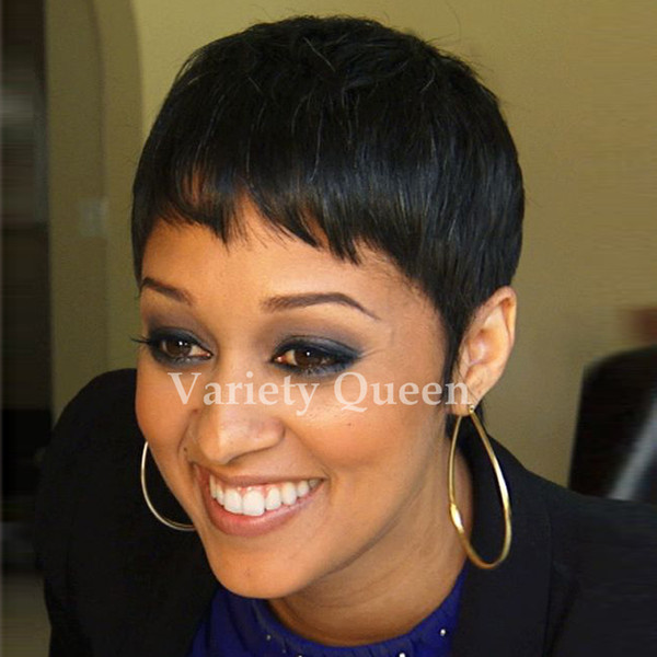 Lace front bob short cut pixie Straight human hair wigs machine made glueless Chic Cut Ladies Wigs for black women