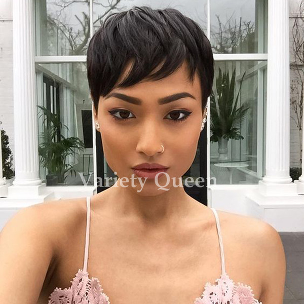 2016 new arrival Short Pixie Cut human hair lace wigs glueless lace front hair Best brazilian hair wigs for african americans