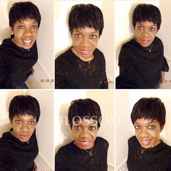 Short Human Bob Hair Wig For Black Women Short Cut Bob Wig Full Wigs Indian Virgin cut Hair None Lace Short Wig